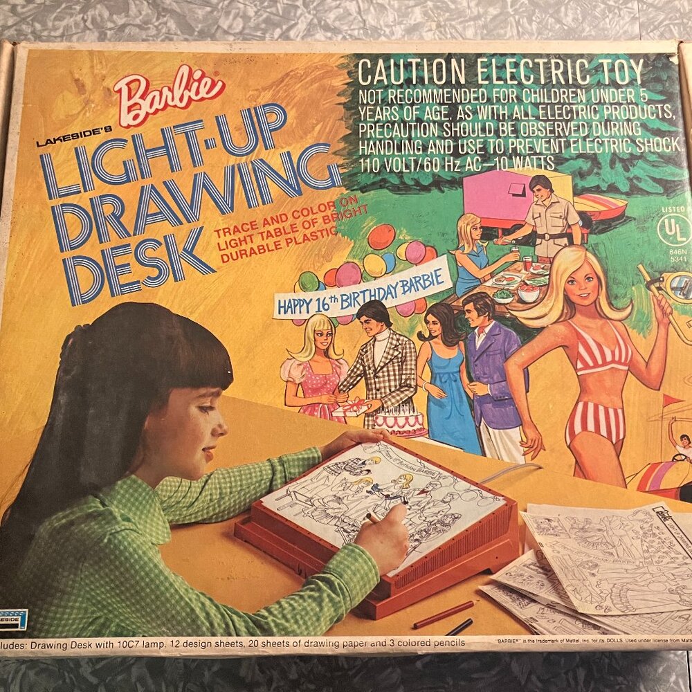 Cool Vintage 1974 Lakeside Barbie Light-Up Drawing Desk (in Original Box)